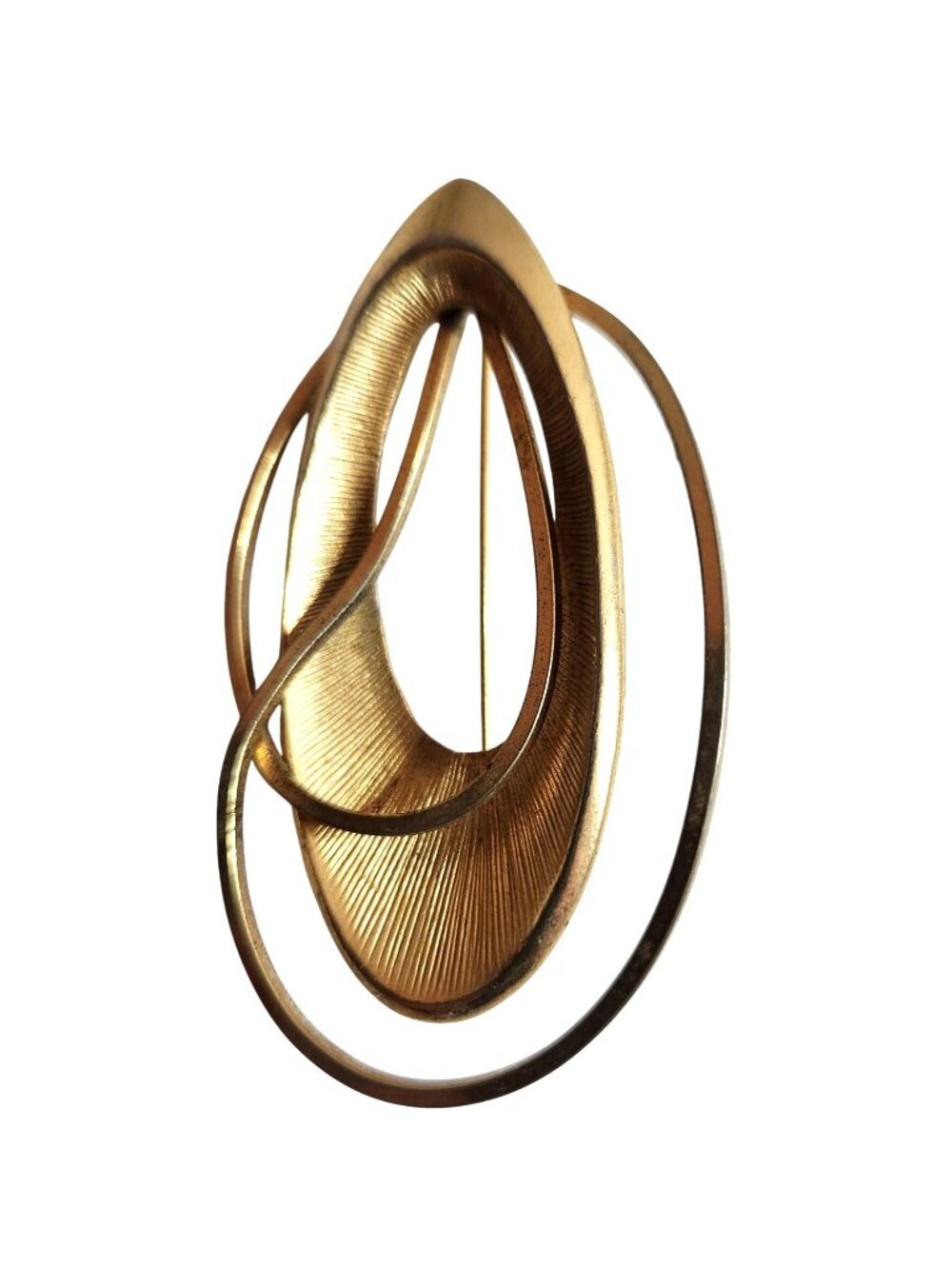 Vtg brooch Emmons Modernist Gold Tone Pin MCM 50s 60s space age atomic jewelry